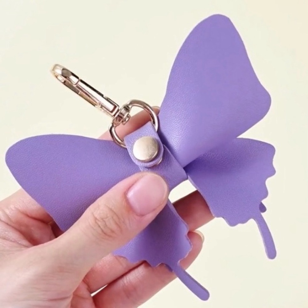 Purple Leather Butterfly Keychain / Bag Charm